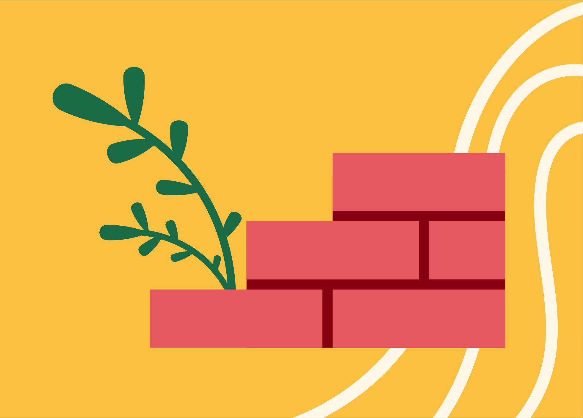 Bricks and growing sprout illustration